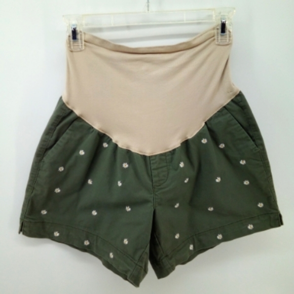 Old Navy Pants - Maternity Shorts Green Nude Daisy Floral Old Navy 6
